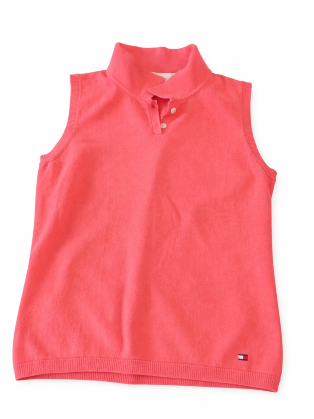 Tommy Hilfiger Coral Pink Sleeveless Knit Polo Sweater Vest Size M